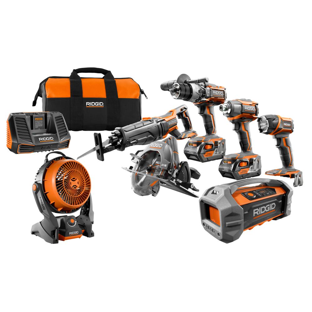 Ridgid 18-Volt GEN5X Cordless Lithium-Ion Combo Kit (7-Tool) with (2) 4.0Ah... by RIDGID
