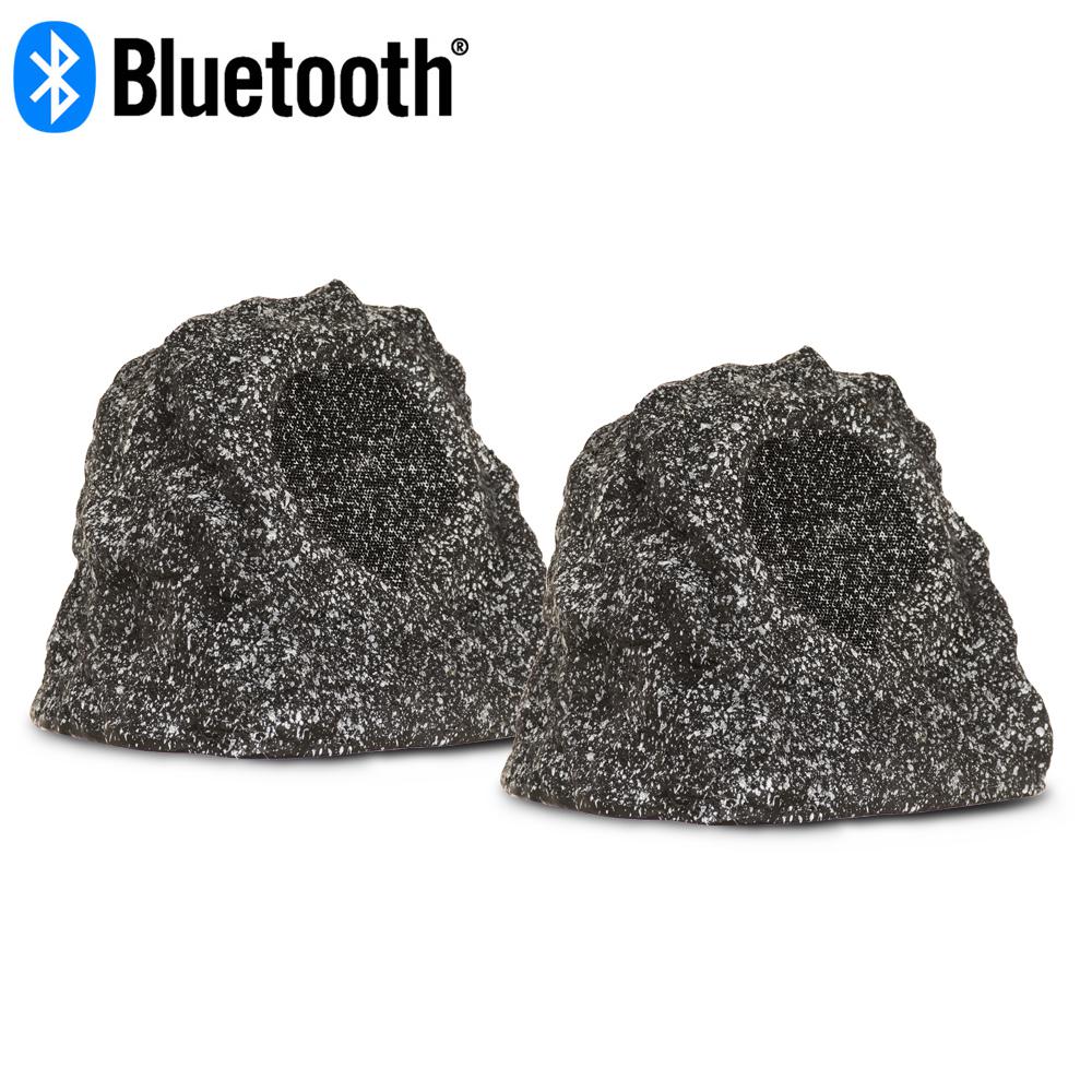 Theater Solutions By Goldwood Wireless 120 Watt Rechargeable Wireless 120 Watt Rechargeable Bluetooth Rock Speaker Pair Granite