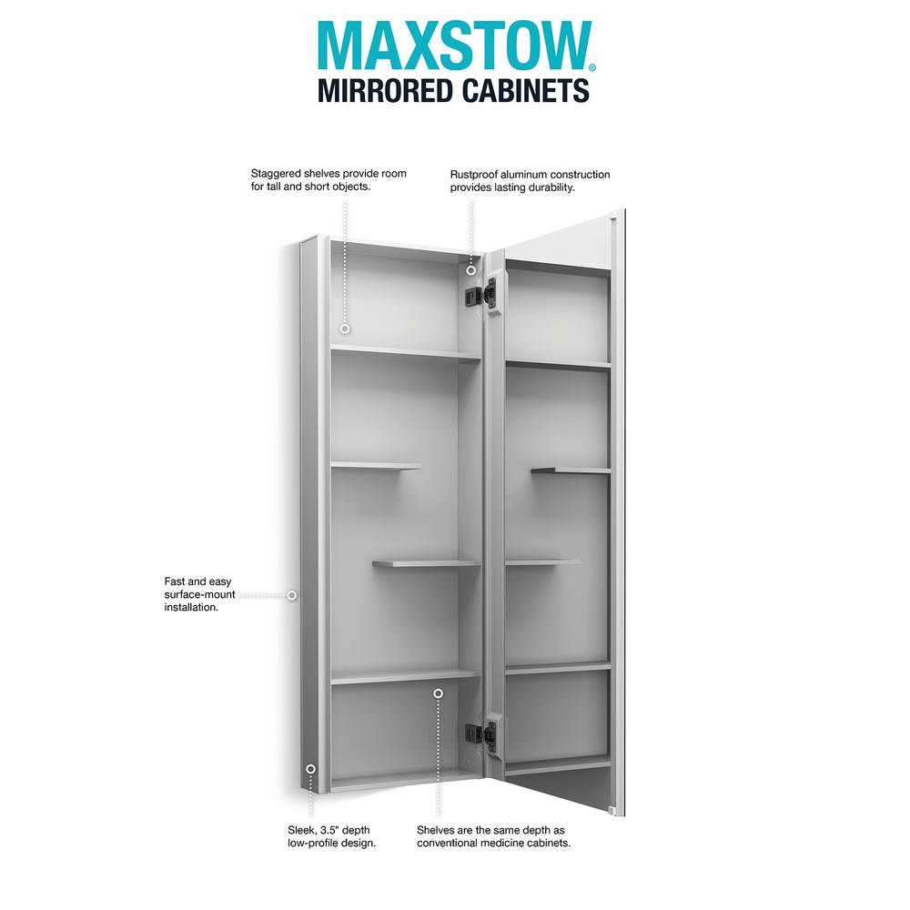 Kohler Maxstow 15 In X 40 In Frameless Surface Mount Aluminum Medicine Cabinet K 81155 La1 The Home Depot