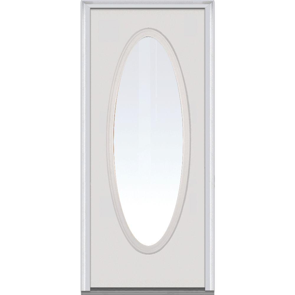 MMI Door 30 in. x 80 in. Clear Glass RightHand Large Oval Classic
