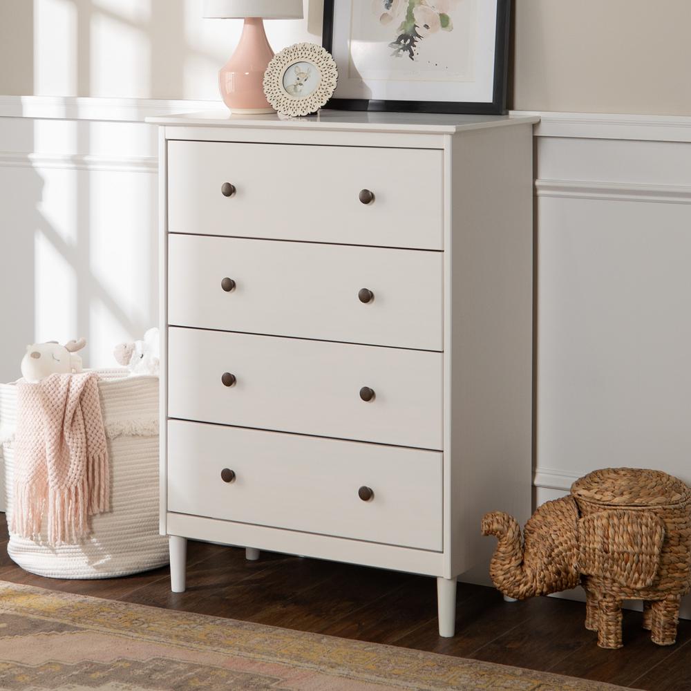 Walker Edison Furniture Company 3 Drawer White Groove Handle Wood