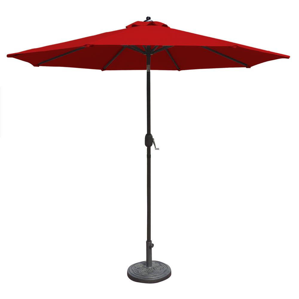 Island Umbrella Mirage Fiesta 9 Ft Market Solar Led Auto Tilt Patio Umbrella In Terra Cotta Olefin Nu5424tc The Home Depot