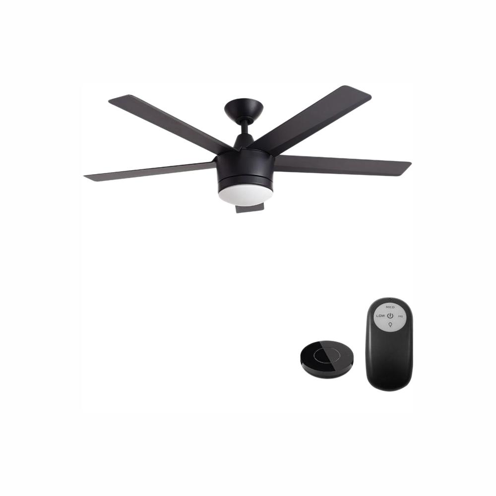 Home Decorators Collection Merwry 52 In Integrated Led Indoor Matte Black Ceiling Fan With Light Kit Works Google Assistant And Alexa