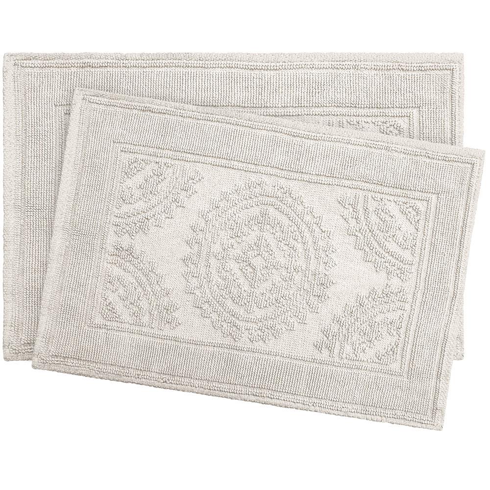 Jean Pierre Cotton Stonewash Medallion 17 In X 24 In 20 In X 32 In 2 Piece Bath Rug Set In Light Grey Ymb007633 The Home Depot