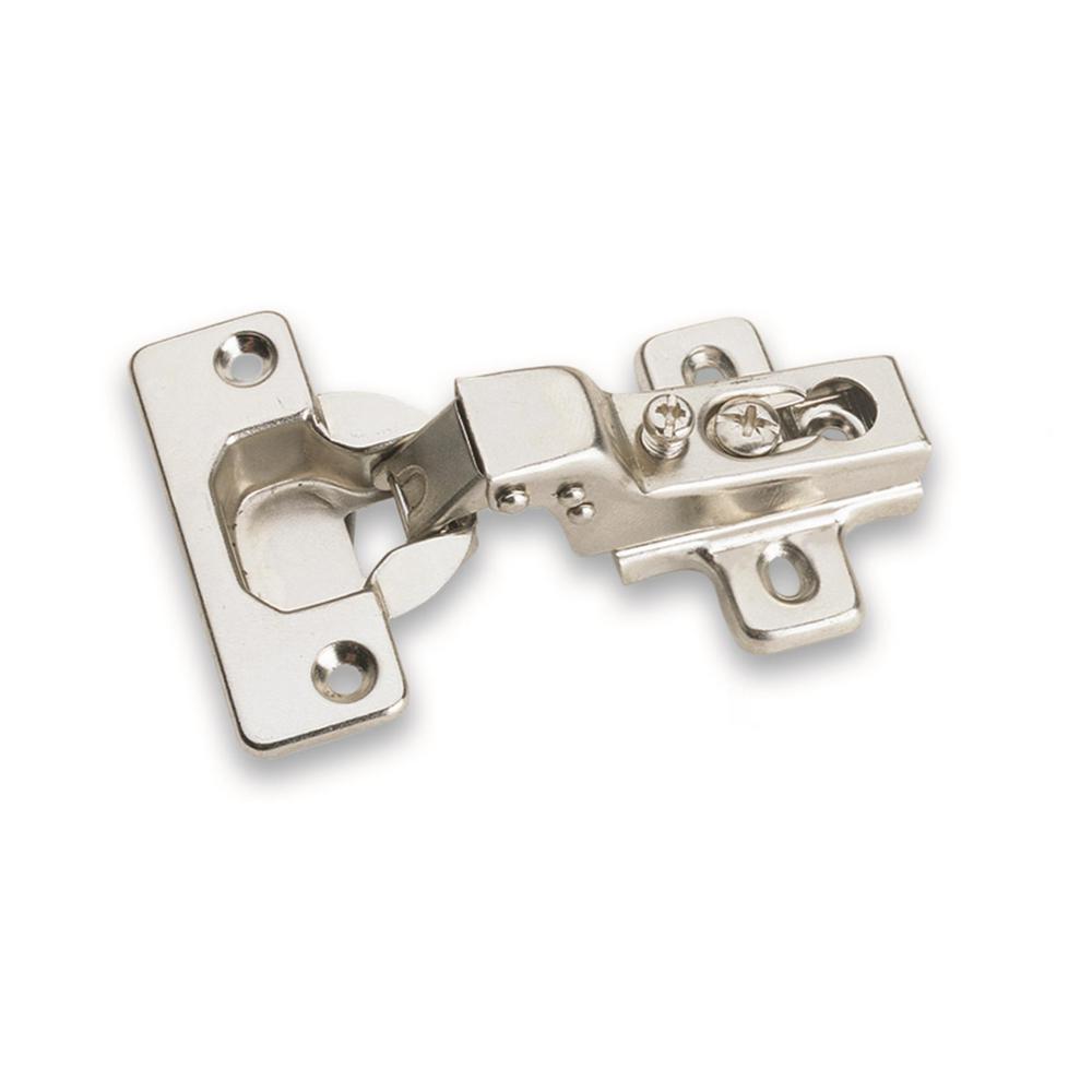 European Cabinet Hinges Hardware The Home Depot European Chrome Half Overlay 110 Degree Hinge 1 Pair