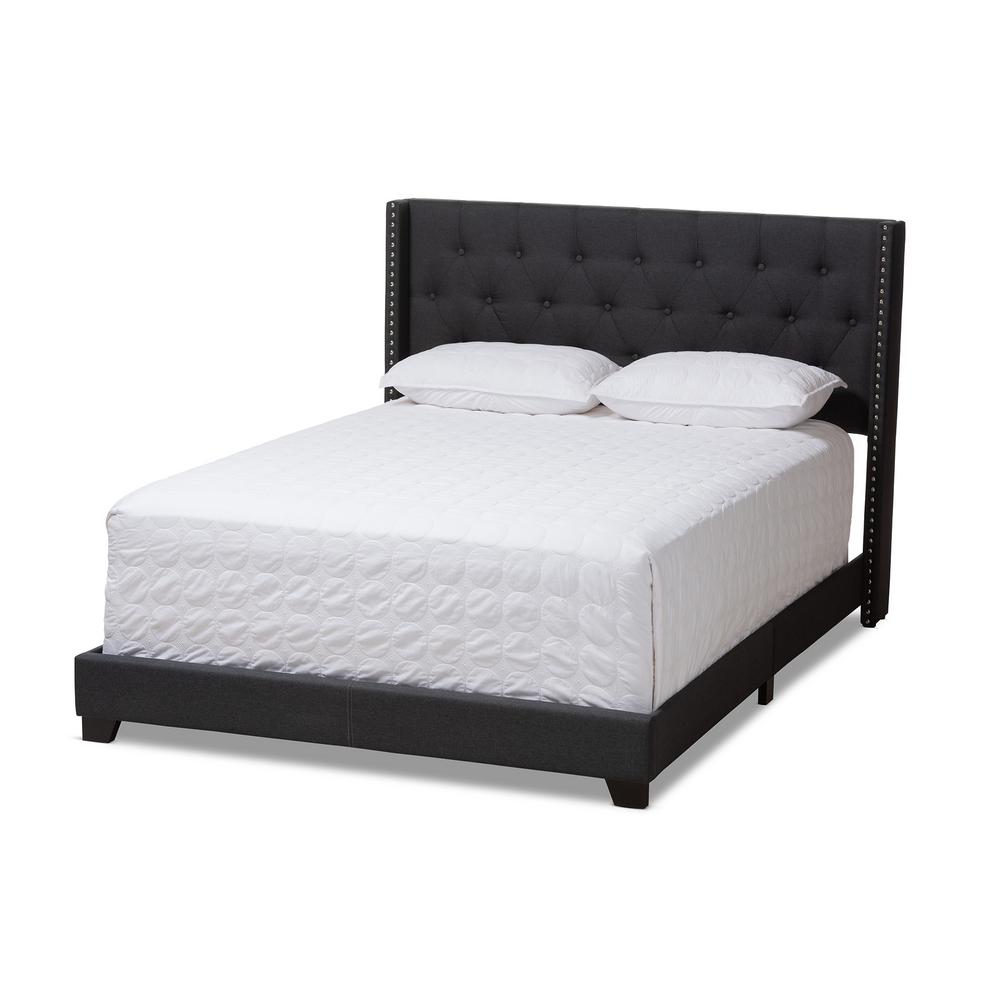 Baxton Studio Brady Charcoal Gray Queen Bed 149 8942 Hd The Home Depot Baxton Studio Brady Charcoal Gray Queen Bed