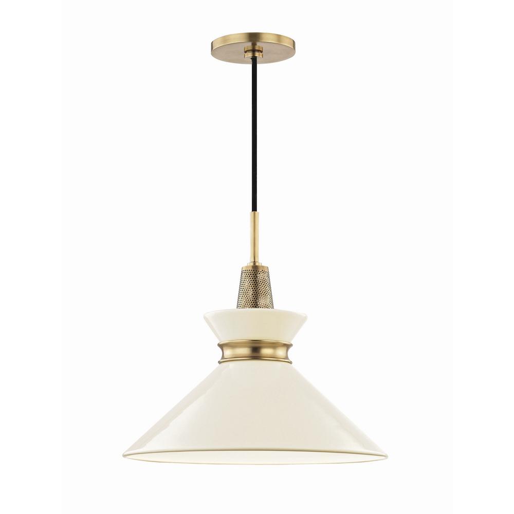Mitzi By Hudson Valley Lighting Kiki 1 Light 14 In W Aged Br Pendant With Cream Shade Mitzi By Hudson Valley Lighting Kiki 1 Light 14 In W Aged Br Pendant With Cream Shade