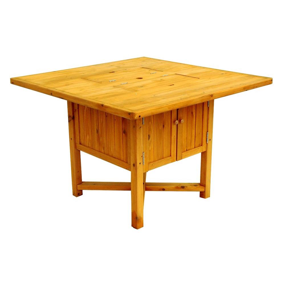 Leisure Season 43 In Square Cypress Cooler Patio Table Ct4330 The Square Cypress Cooler Patio Table