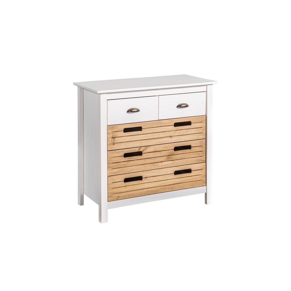 Manhattan Comfort Irving 5 Drawer White And Natural Wood Dresser Manhattan Comfort Irving 5 Drawer White And Natural Wood Dresser