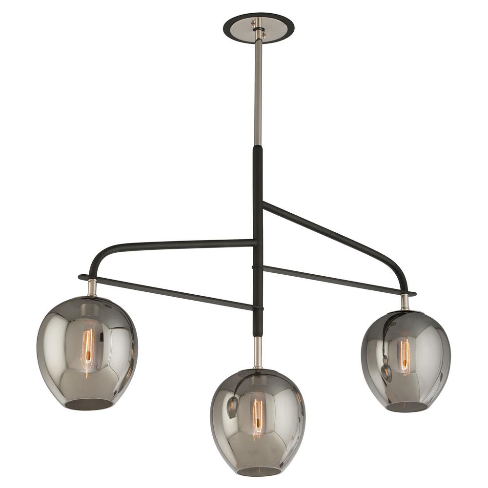 Troy Lighting Odyssey 3Light Carbide Black and Polished Nickel PendantF4299 The Home Depot