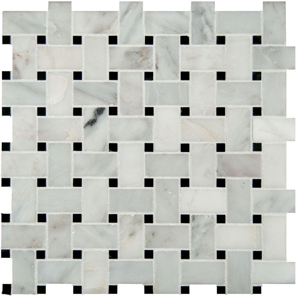 MS International Greecian White Basketweave 12 in. x 12 in. x 10 mm