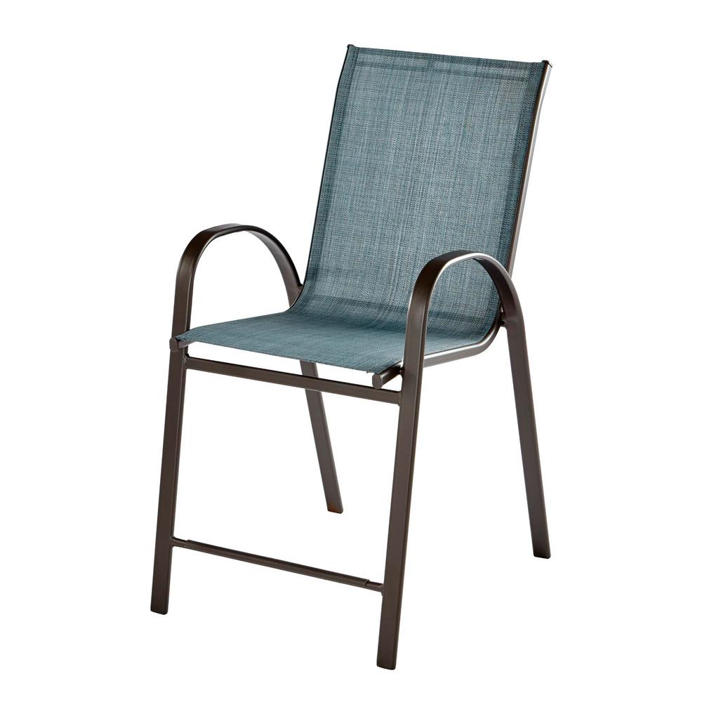 Hampton Bay Mix And Match Stack Sling Balcony Height Outdoor Patio Dining Chair In Conley Denim Blue Fcs01181 Lblu The Home Depot