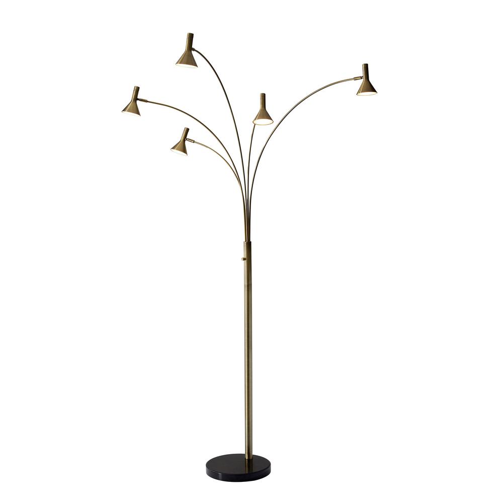 Adesso Maxwell 76 In Integrated Led Brass Arc Floor Lamp