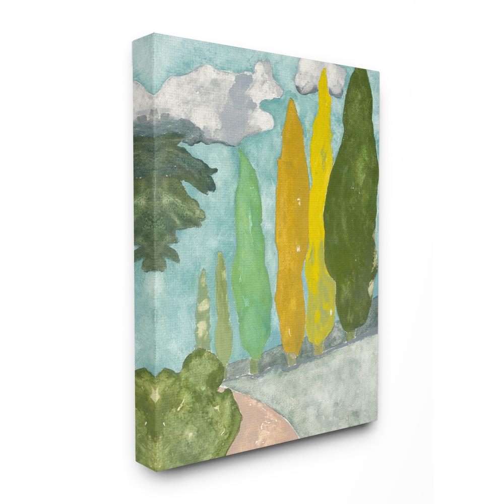 30 In X 40 In Tall Colored Bushes Sidewalk Plain Air Painting By Rob Delamater Canvas Wall Art