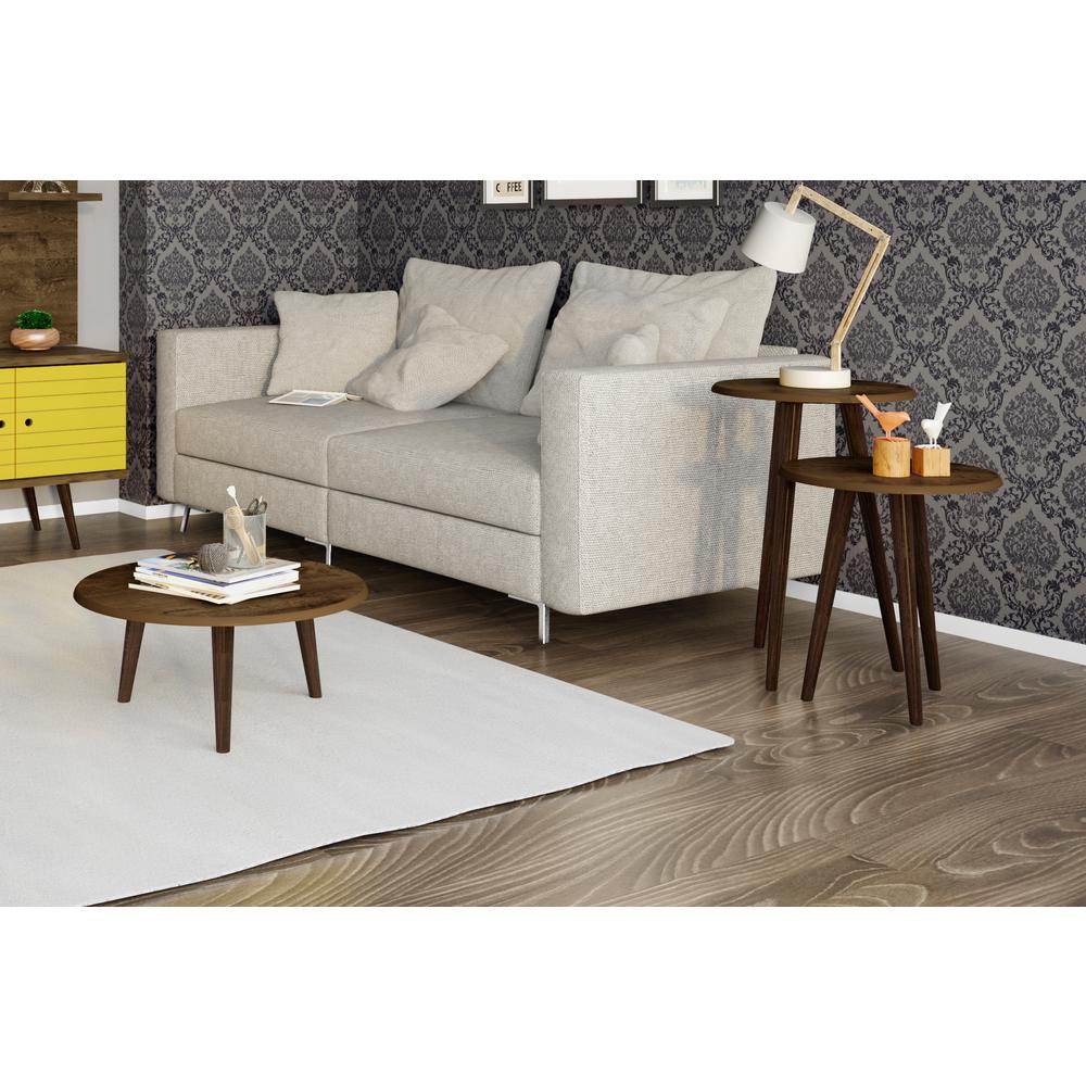 Manhattan Comfort Carmine Mid Century Modern Rustic Brown End Tables Manhattan Comfort Carmine Mid Century Modern Rustic Brown End Tables With Solid Wood Splayed Legs