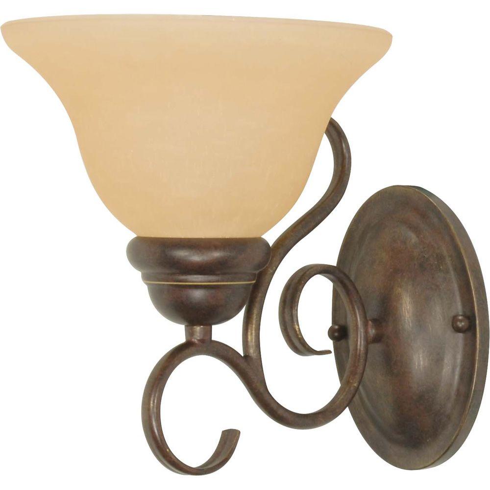 Glomar Adria 1Light Sonoma Bronze Sconce with Champagne Linen Washed GlassHD1032 The Home Depot