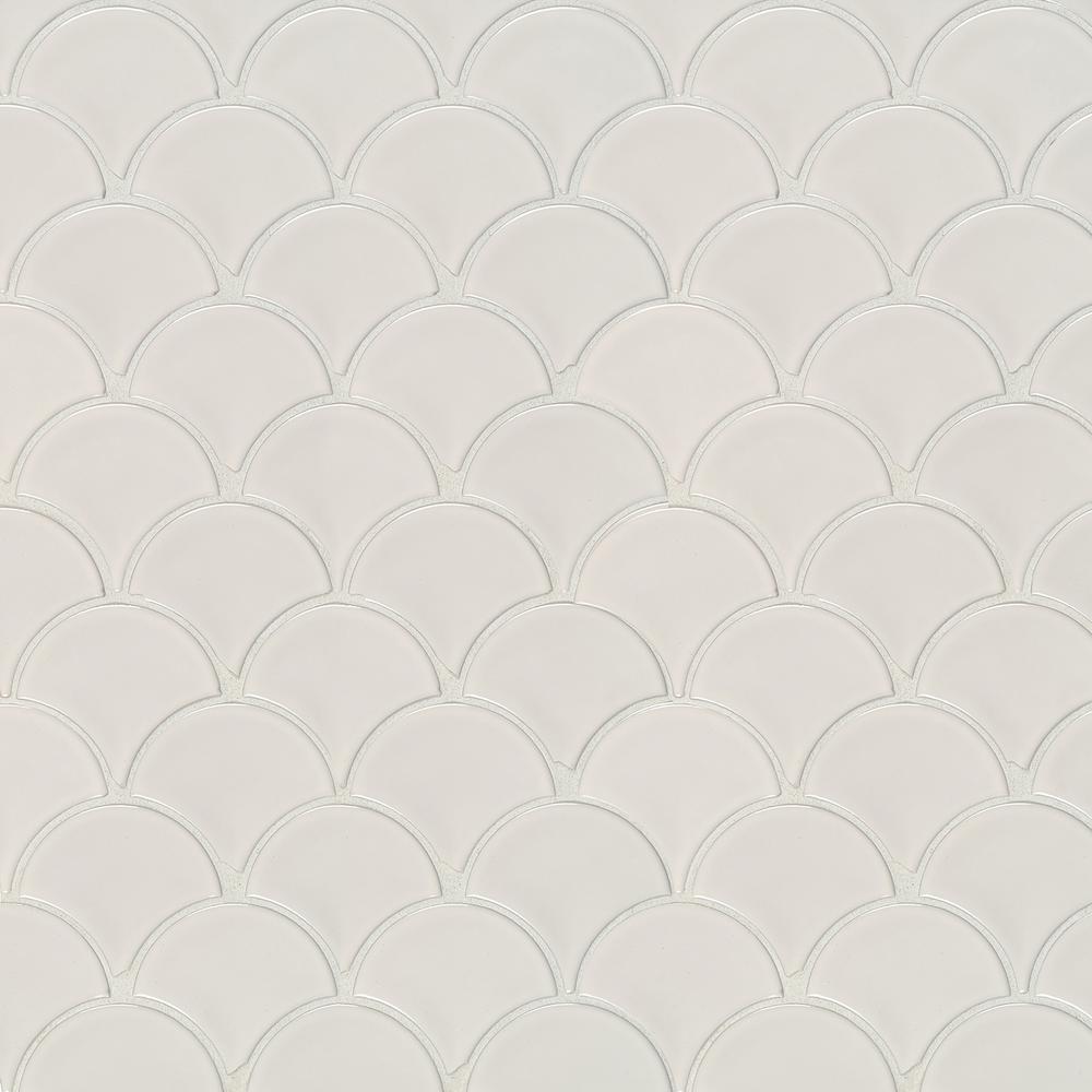Msi White Glossy Fish Scale 10 74 In X 10 2 In X 10 Mm Porcelain Mesh Mounted Mosaic Tile 12 94 Sq Ft Case Nwhifisg The Home Depot