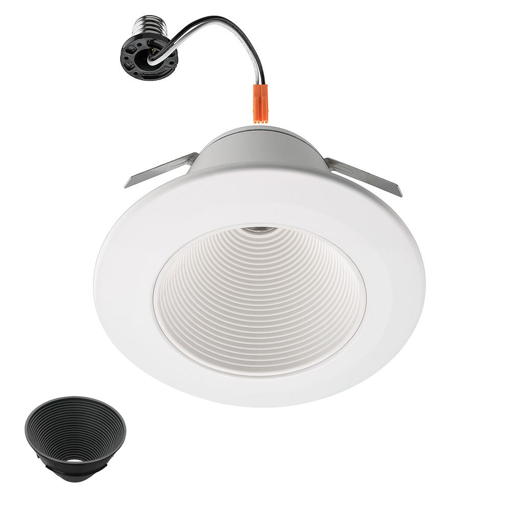 Commercial Electric 6 in. Ultra Low Glare Deep Baffle Color Selectable Integrated LED Recessed Lighting Trim Dimmable 670 Lumens Wet Rated