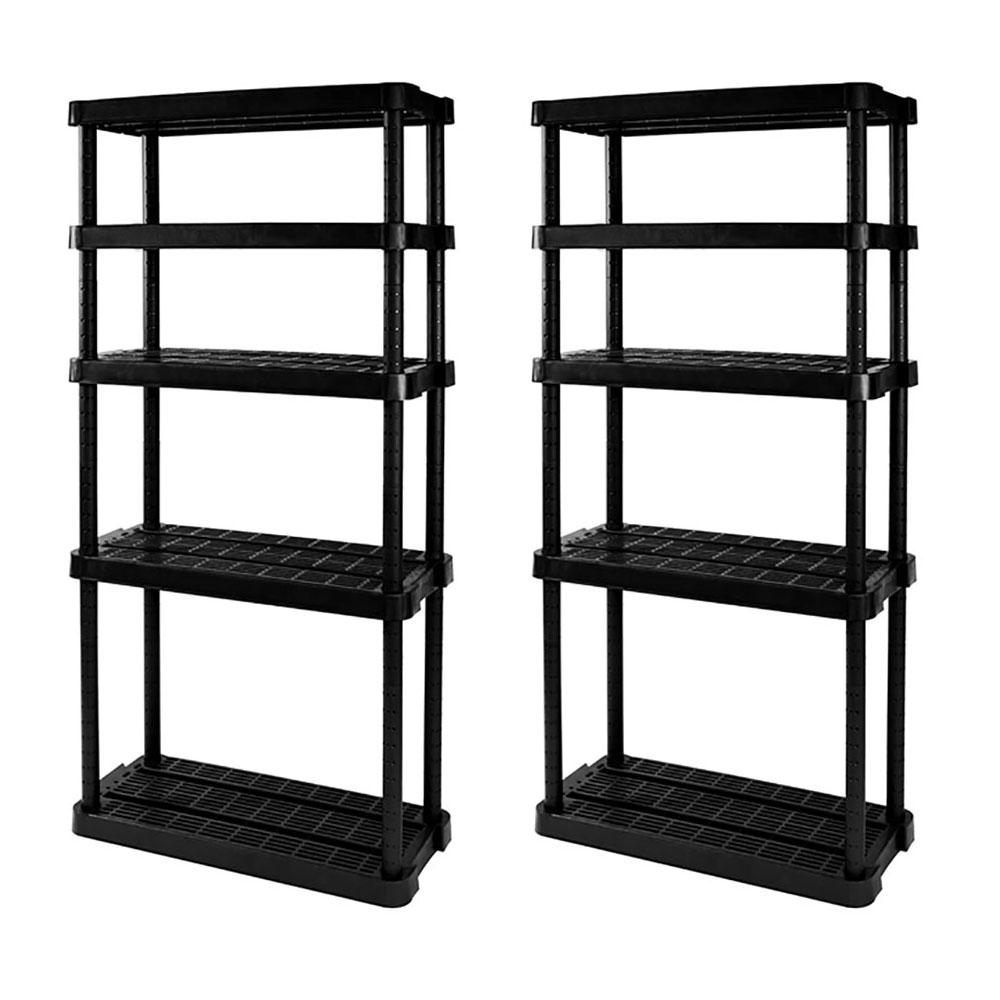 GRACIOUS LIVING 2Pack Black 5Tier Plastic Garage Storage Shelving
