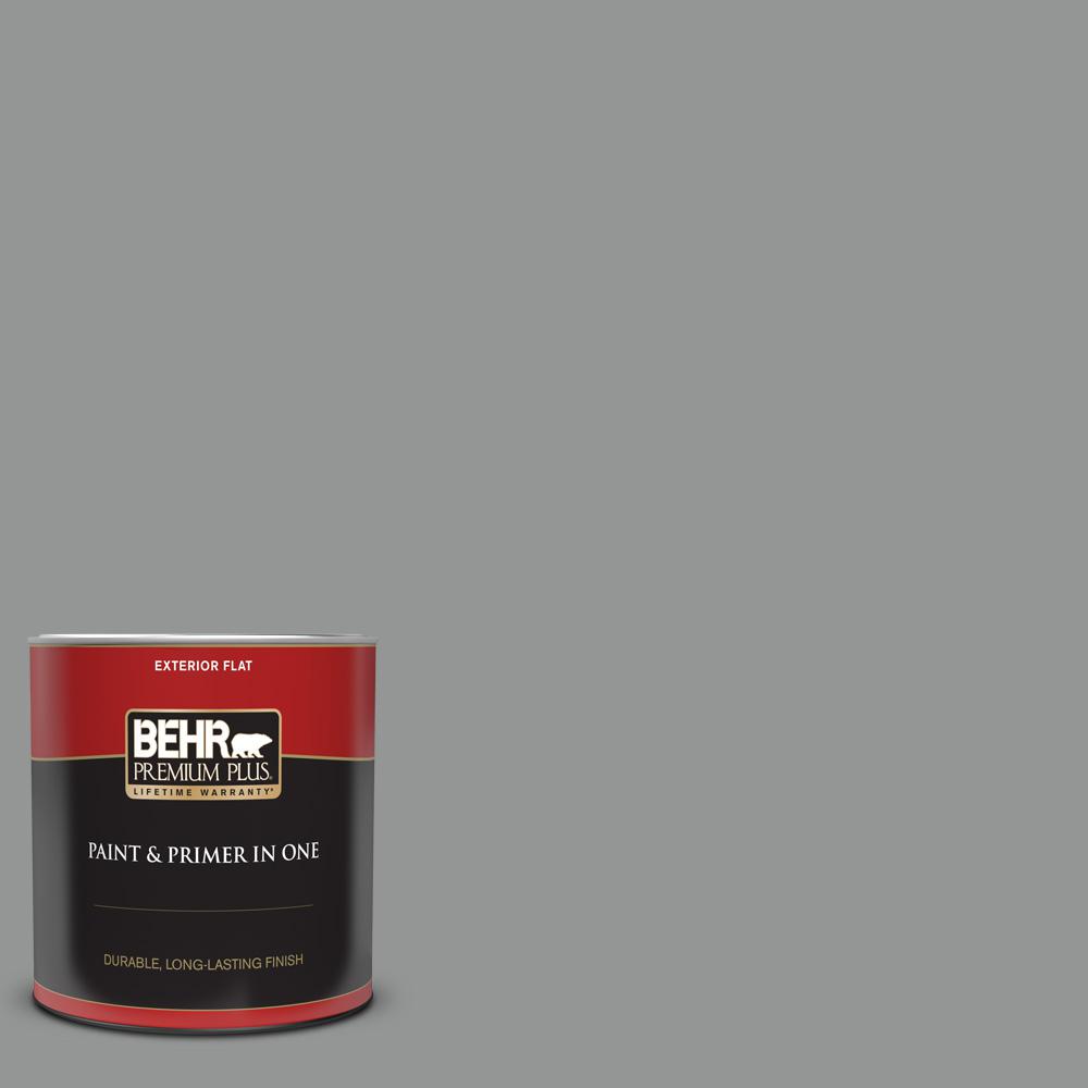 BEHR PREMIUM PLUS 1 qt. PPU2419 Shark Fin Flat Exterior Paint and Primer in One440004 The