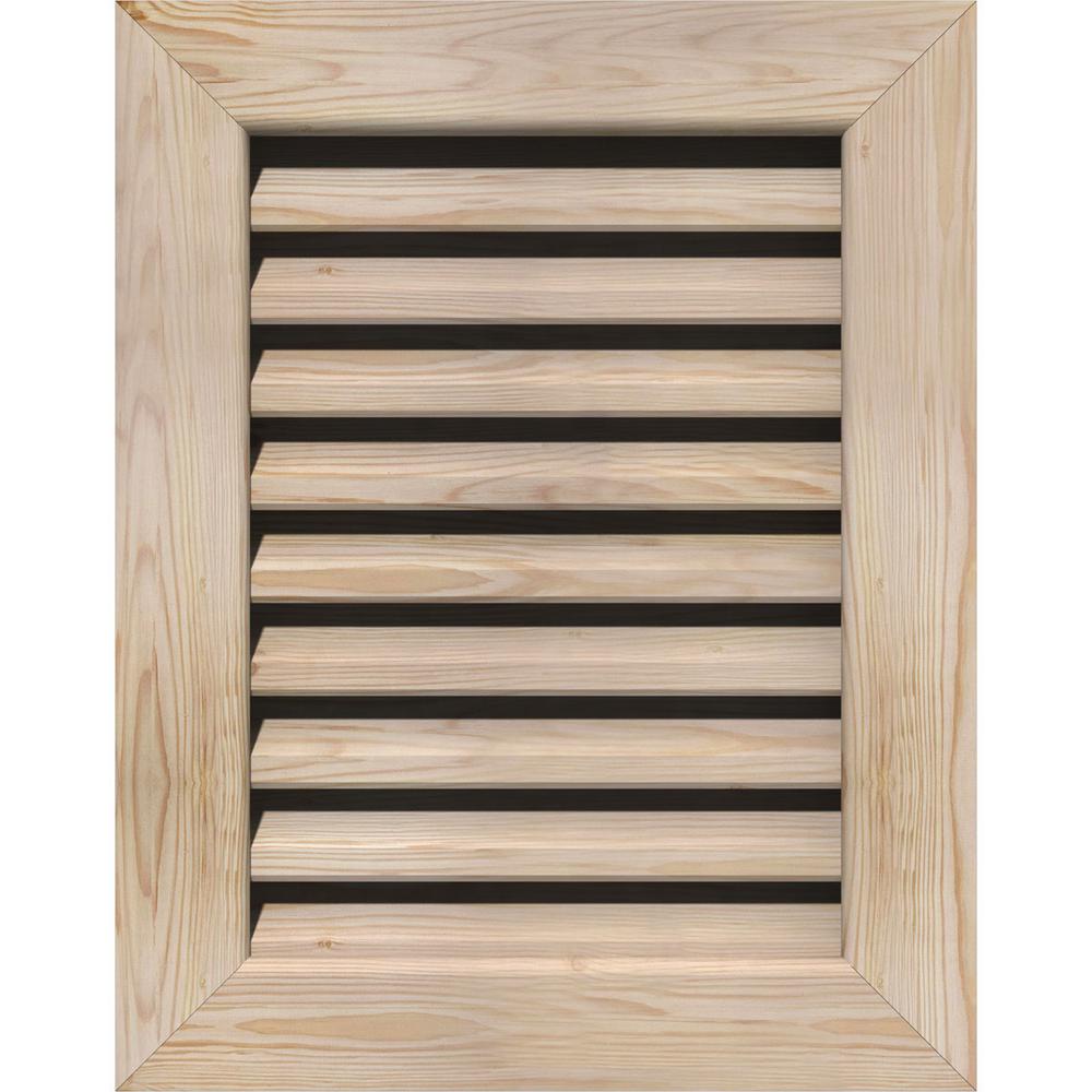 Ekena Millwork 19" x 31" Rectangular Smooth Pine Wood Gable Louver Vent
