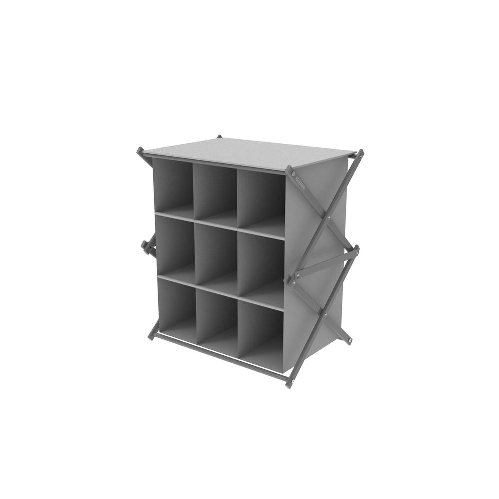 9-Pair Metal and Polyester Shoe Rack 