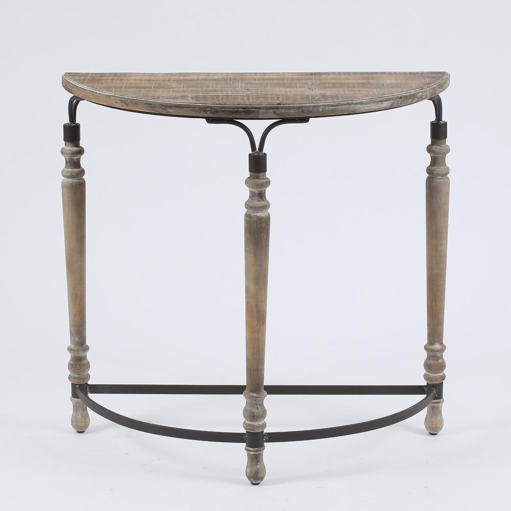 Luxen Home Rustic Wood Half Moon TableWHIF771 The Home Depot