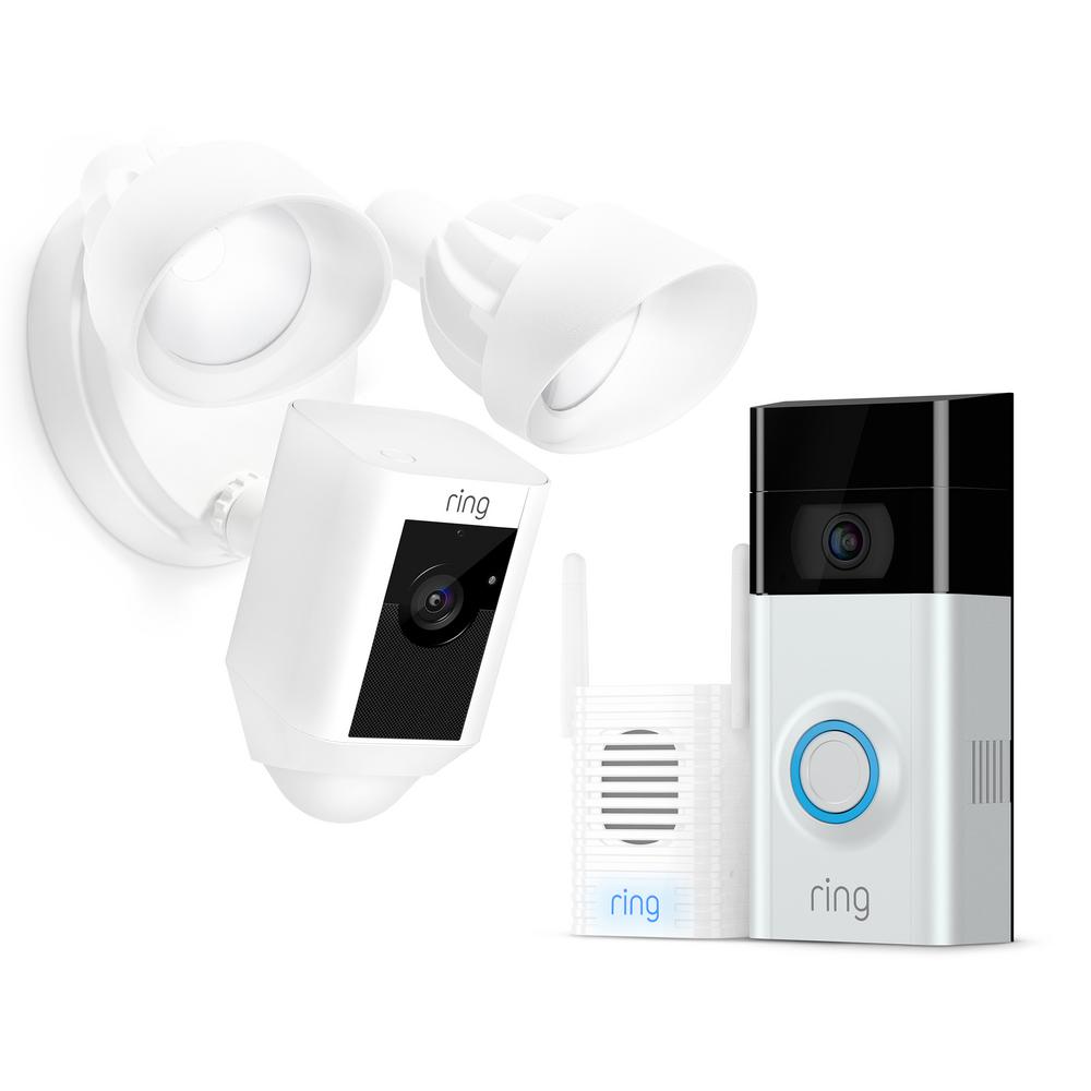 Ring Wireless Video Doorbell 2 with Chime Pro and Floodlight Cam