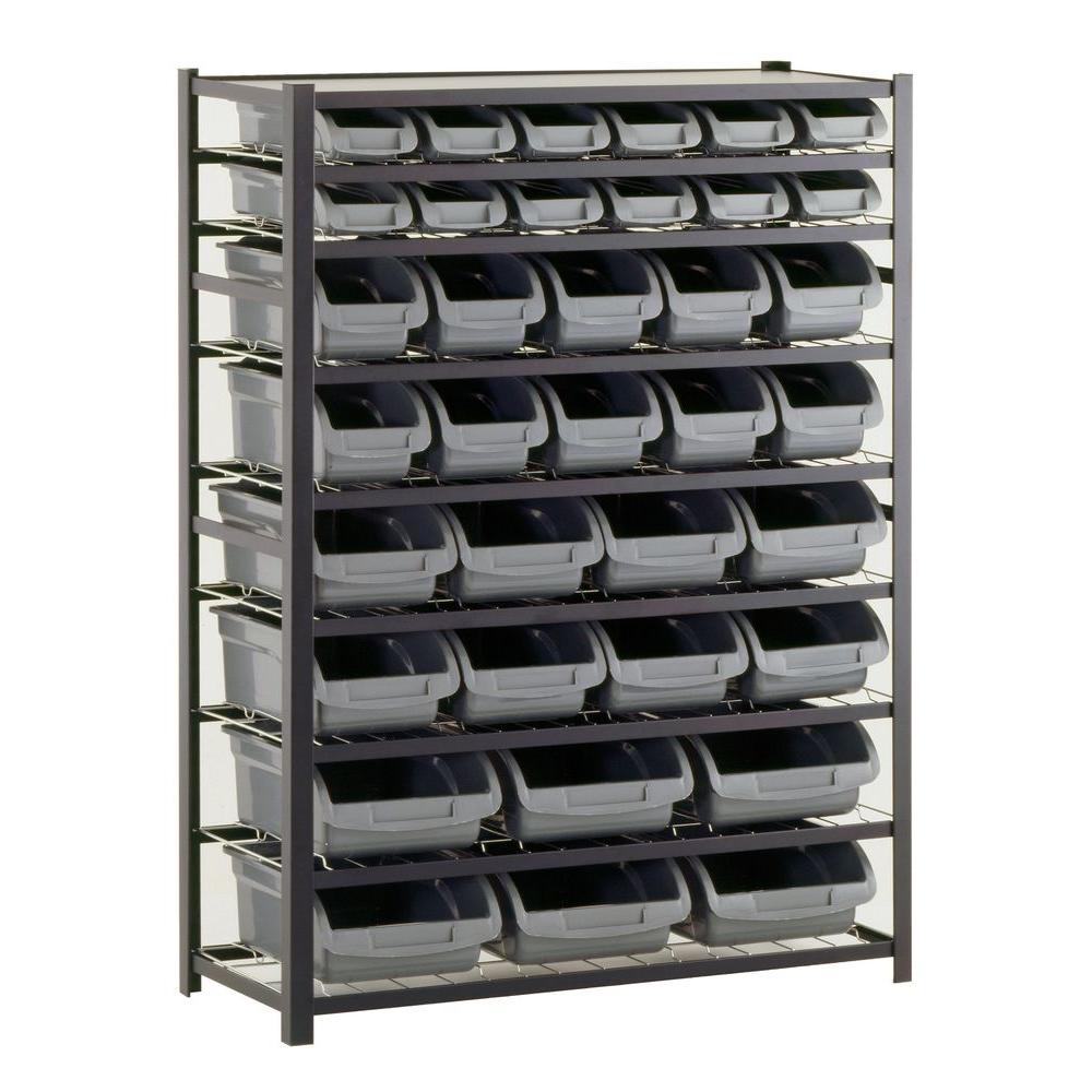 Sandusky 57 in. H x 44 in. W x 16 in. D Steel Commercial Bin Shelving Unit in Gray