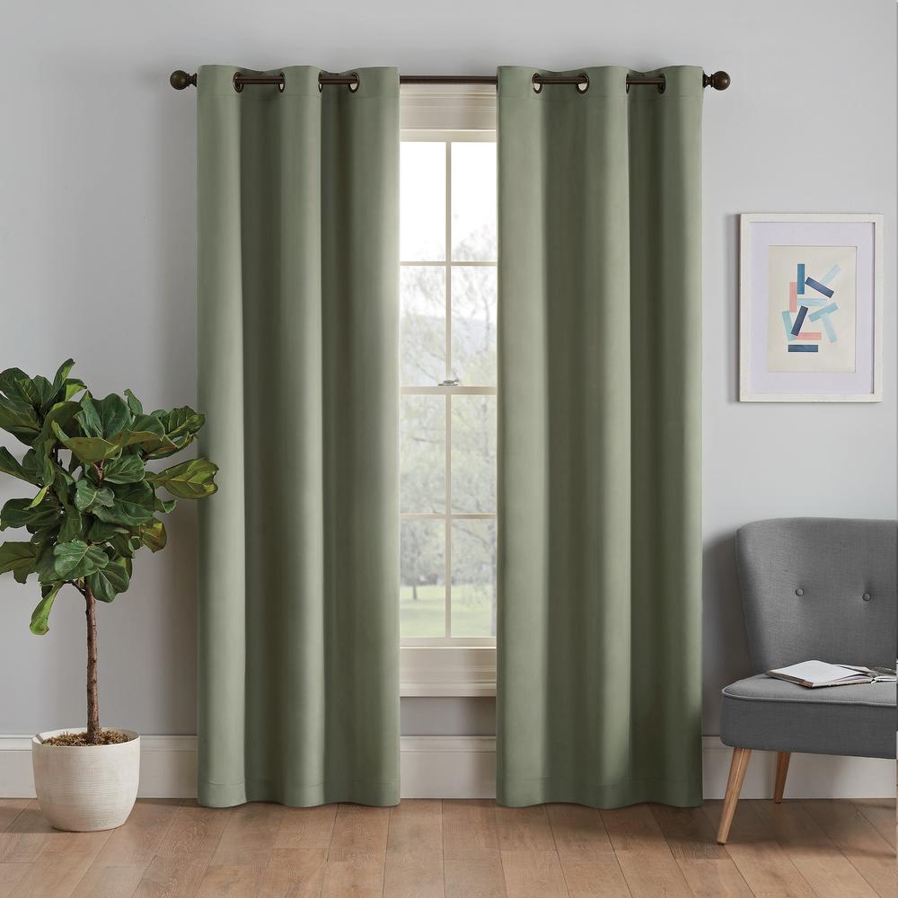 Eclipse Moss Thermal Grommet Blackout Curtain - 42 in. W x 63 in. L