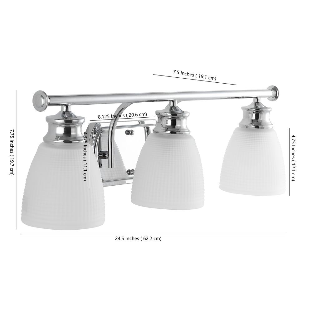 Jonathan Y Beverly 24 5 In 3 Light Chrome Metal Glass Contemporary Modern Led Vanity Light Jyl7491a The Home Depot
