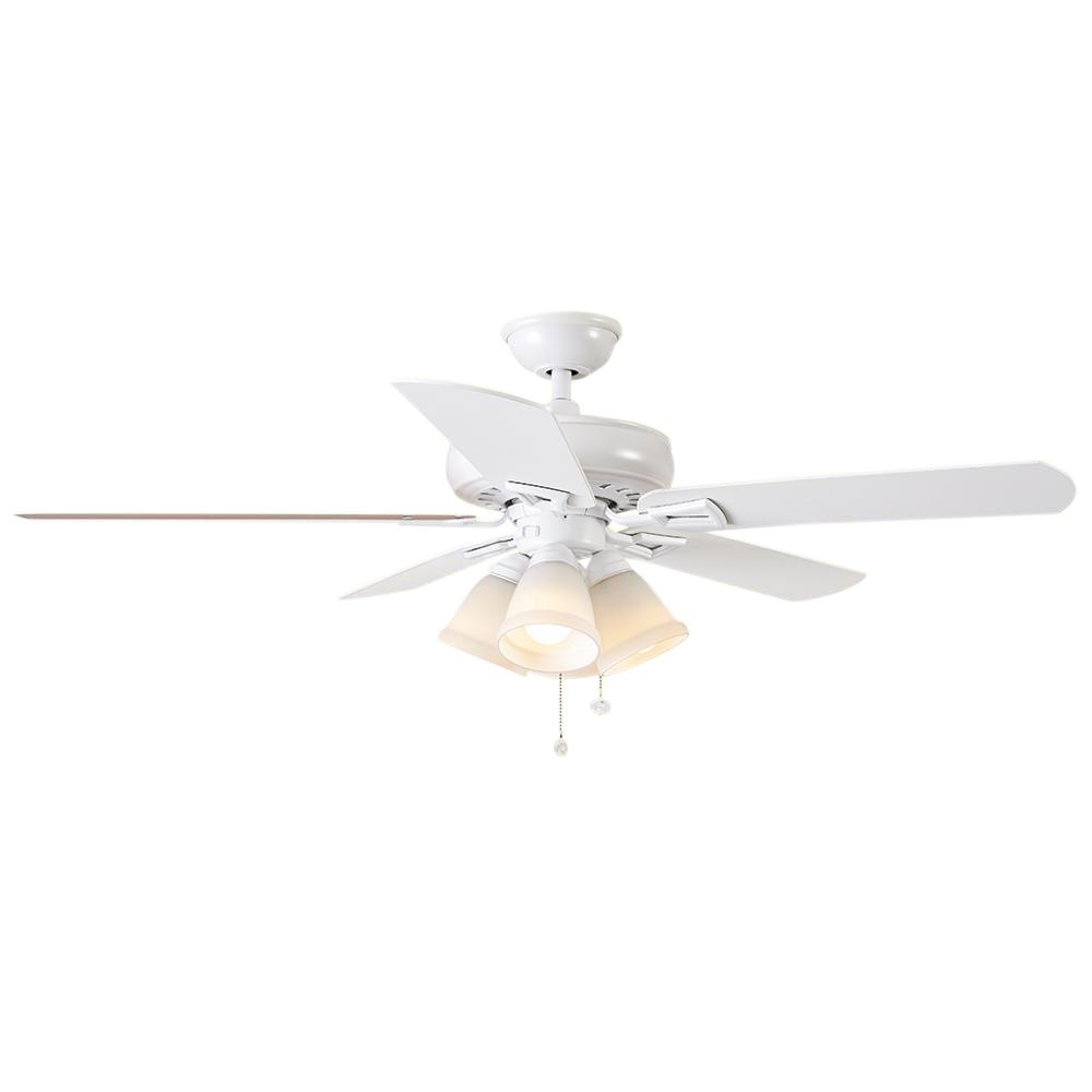 Hampton Bay Lyndhurst 52 in. LED Matte White Ceiling Fan with Light Kit