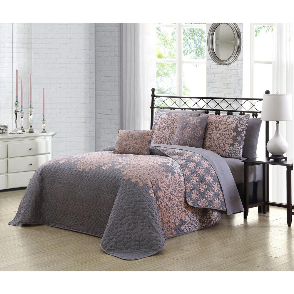 Avondale Manor Amber 9 Piece Grey Blush Queen Quilt Set