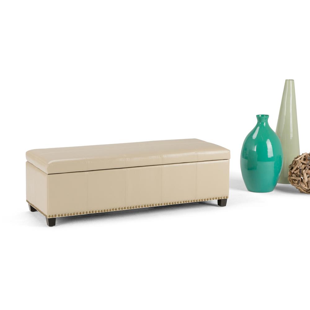 Simpli Home Kingsley Satin Cream Storage Bench3AXCOT240CR The Home