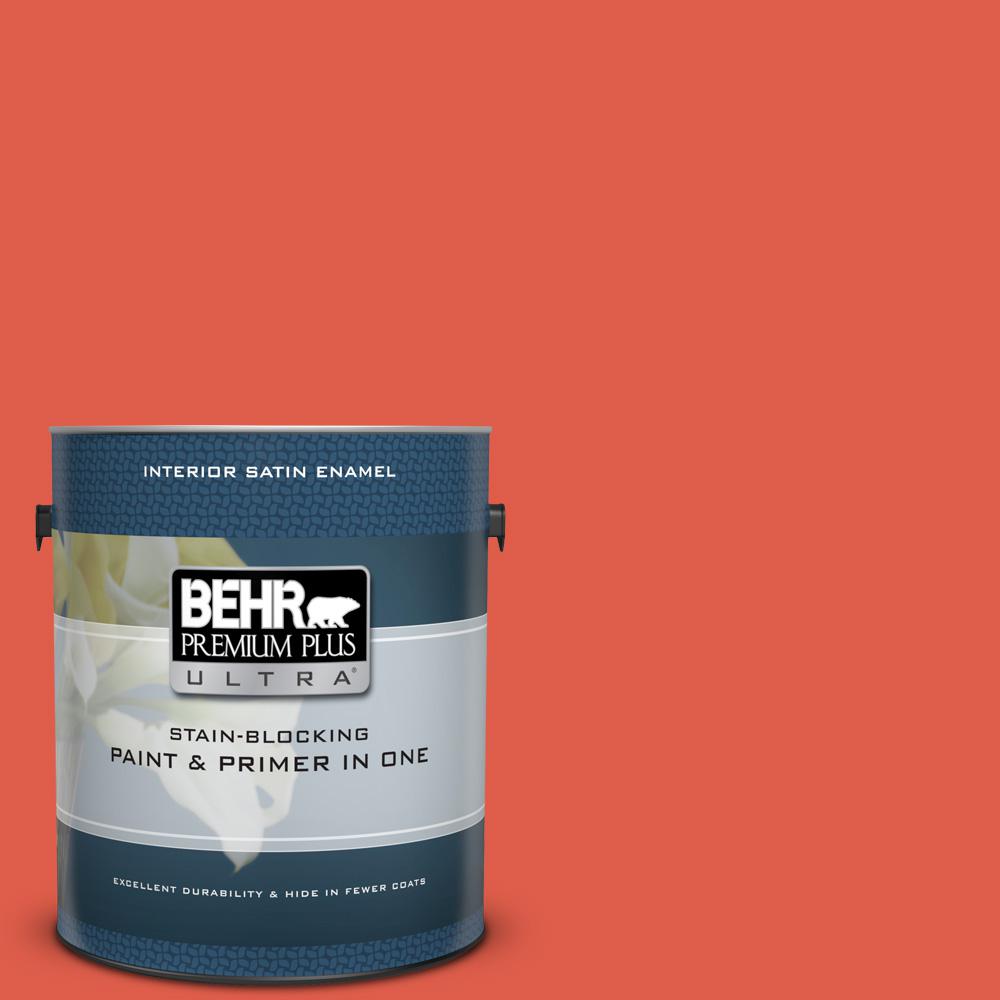 Behr Premium Plus Ultra 1 Gal P180 6 Pimento Satin Enamel Interior P180 6 Pimento Satin Enamel Interior Paint And Primer In One