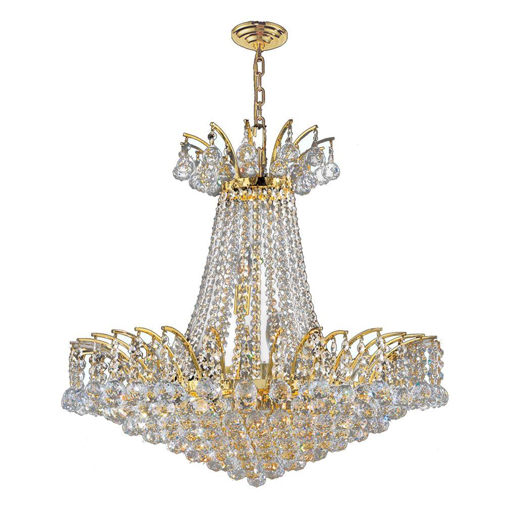 Gold Crystal Chandeliers Lighting The Home Depot Empire Collection 11 Light Polished Gold And Clear Crystal Chandelier