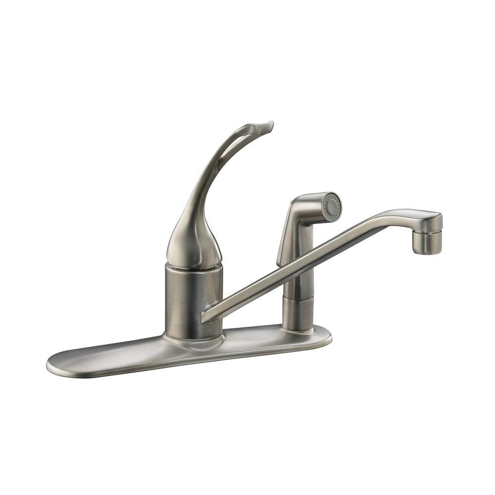 KOHLER Coralais Single Handle Standard Kitchen Faucet With Side Sprayer In Vibrant Brushed