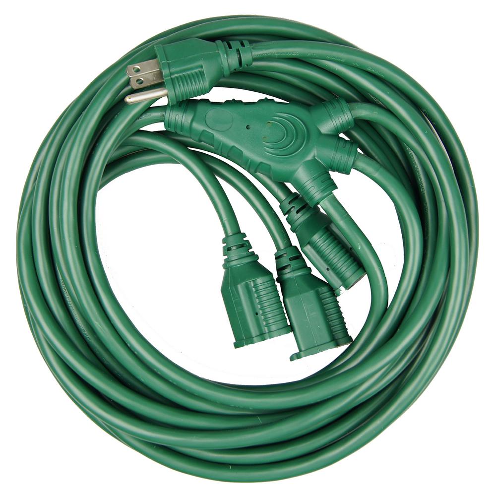 Hdx 28 Ft 16 3 3 Outlet Multi Directional Outdoor Extension Cord Kab 213y The Home Depot