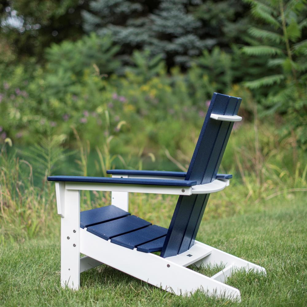 DUROGREEN Aria White with Navy Blue Recycled Plastic Adirondack 