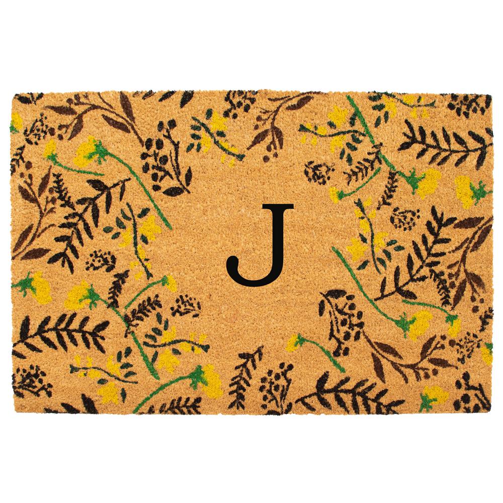 Calloway Mills Floral 24 In X 36 In Monogrammed Letter J Door Mat j The Home Depot