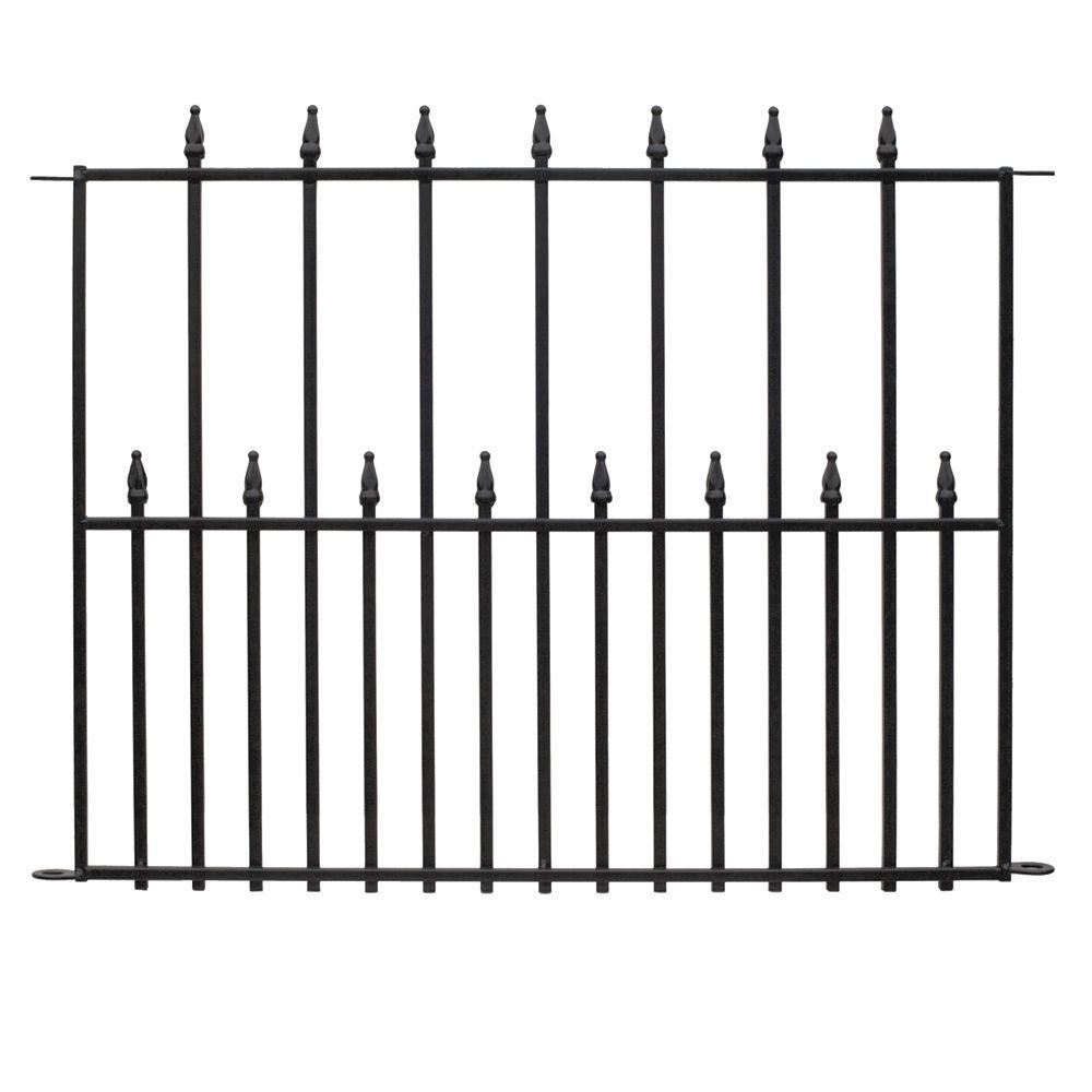 Empire 30 In X 36 In Black Steel 3 Rail Fence Panel 860190 The