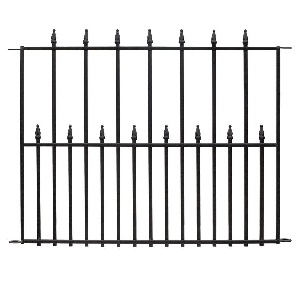 Hampton Bay Empire 30 In X 36 In Black Steel 3 Rail Fence Panel