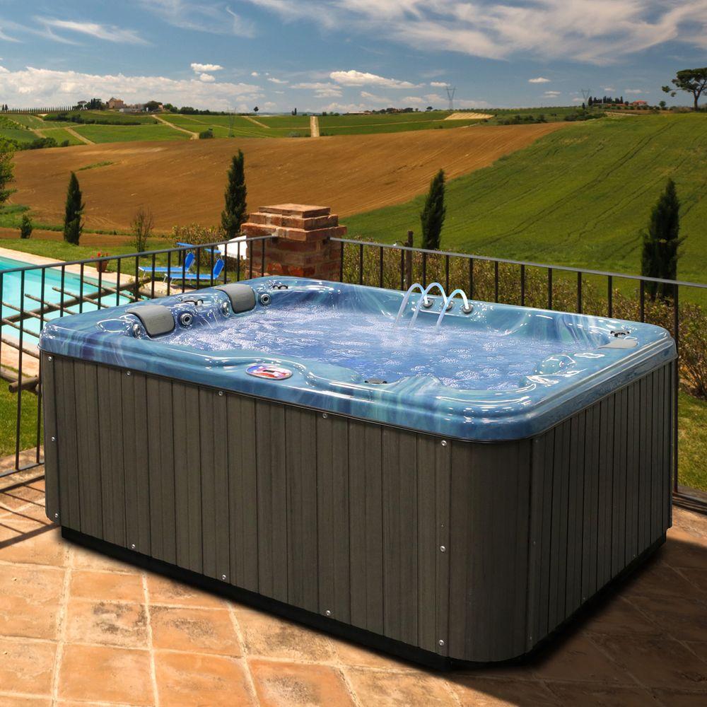 American Spas 3Person 34Jet Premium Acrylic Lounger Spa Hot Tub with Bluetooth Stereo System
