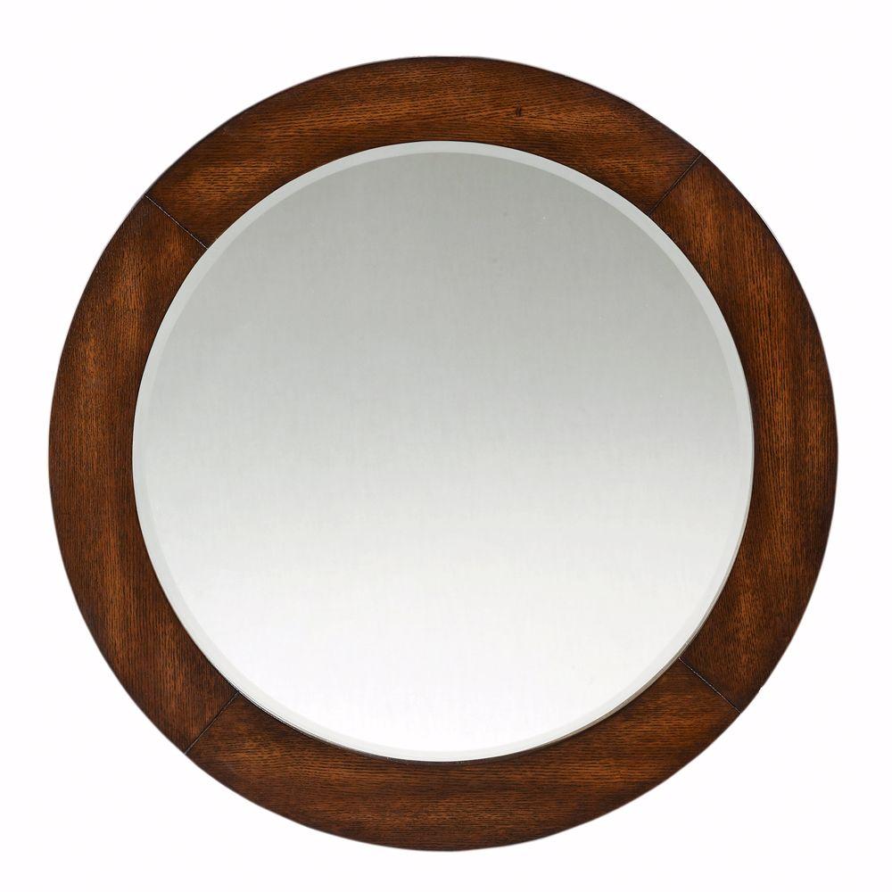 Circle Wood Framed Bathroom Mirrors Bath The Home Depot Circle Wood Framed Bathroom