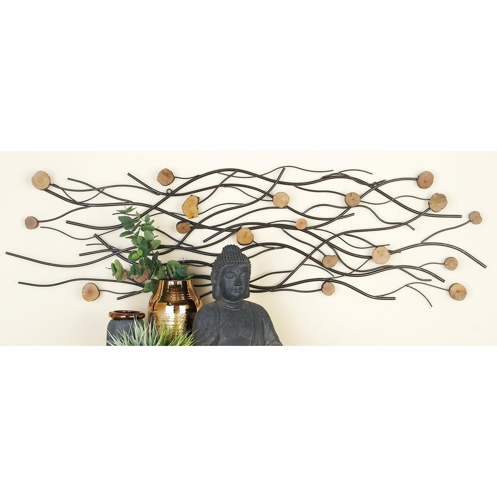 Litton Lane Modern Silver And Light Brown Metal Abstract Wall Decor 56915 The Home Depot