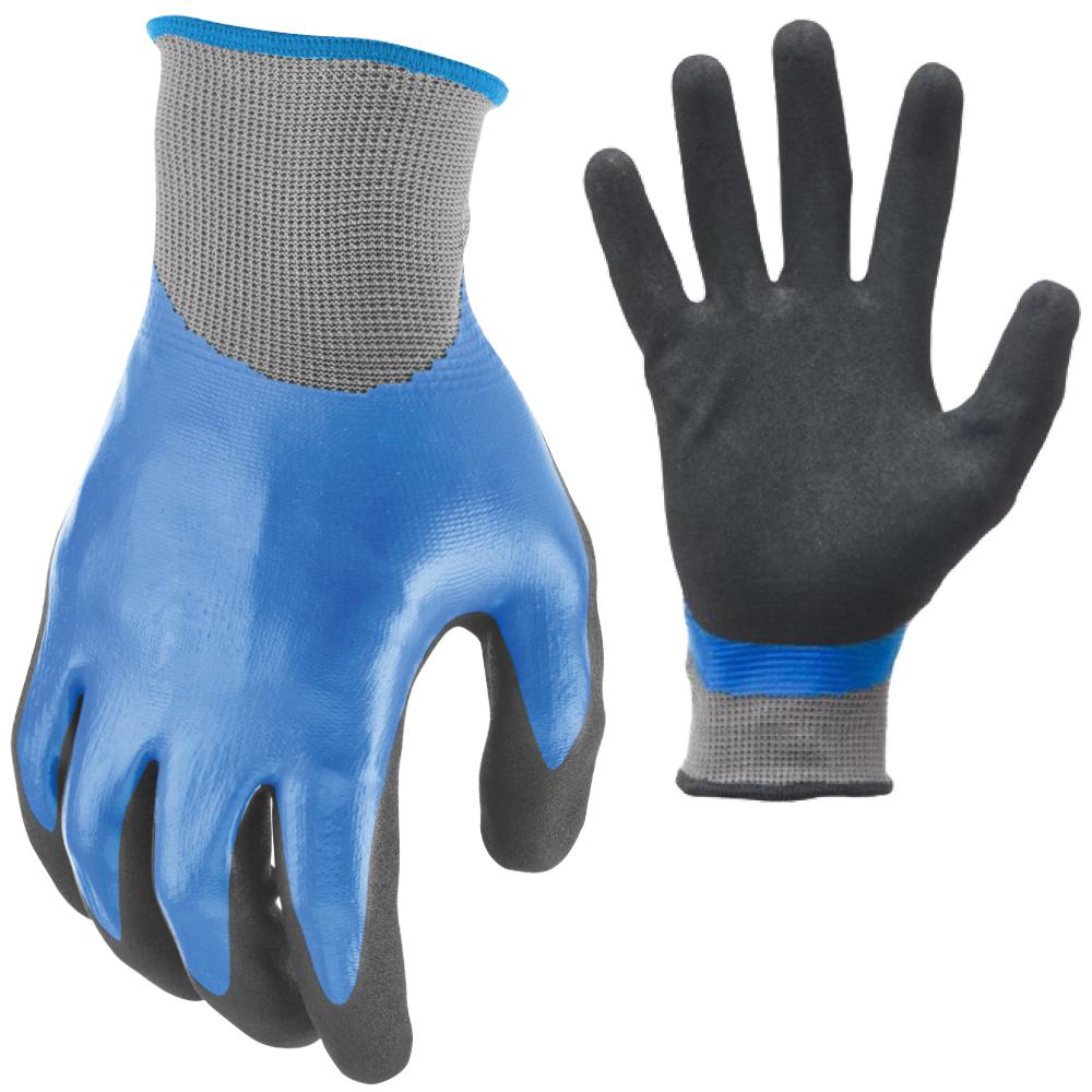 Grease Monkey Large Water Resistant Nitrile Coated MultiPurpose Gloves