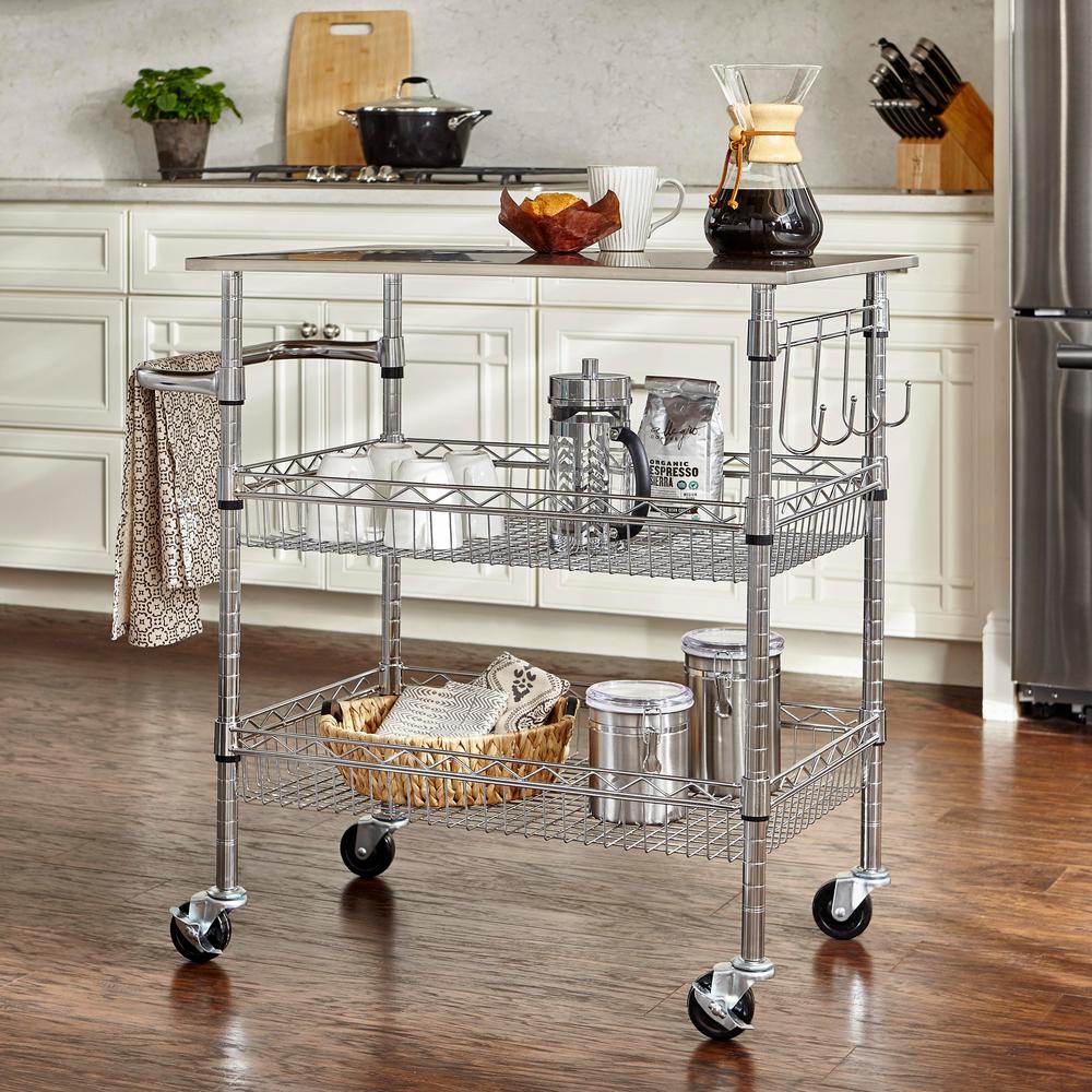StyleWell Steel Kitchen Carts Carts & Utility Tables The Home Depot