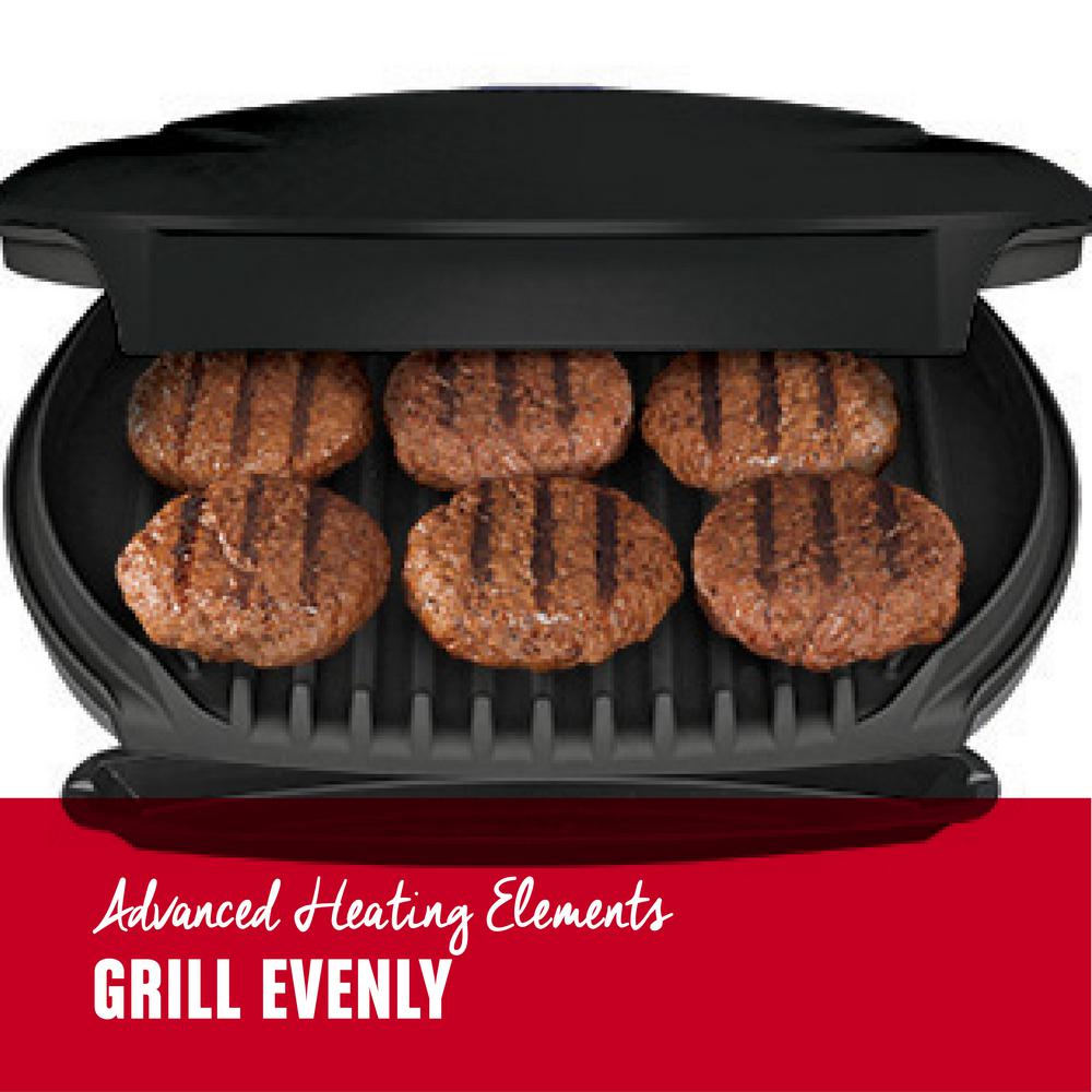 George Foreman 103 Sq In Black Fixed Plate Indoor Grill Gr0103b