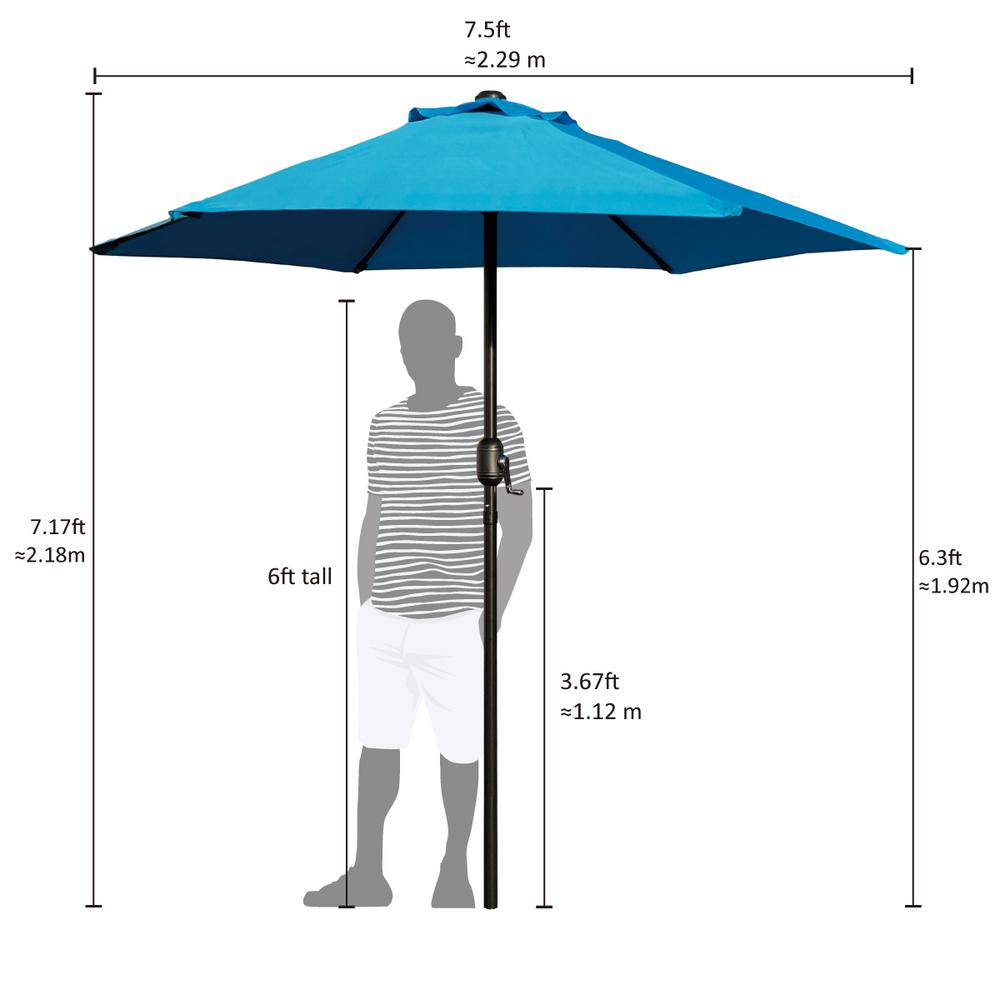 Maypex 7 5 Ft Steel Crank Market Patio Umbrella In Aqua 300001 A The Home Depot