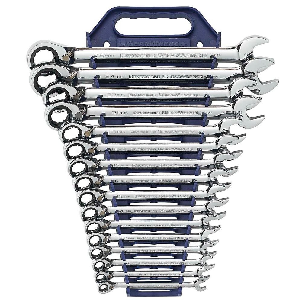 GearWrench EHT9602N 16 Piece Metric Reversible Combination Ratcheting Gearwrench Set